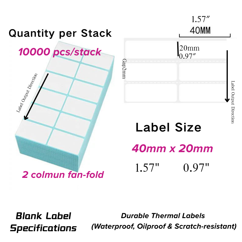 Large Size Fan-Fold Label Stack for Shipping 40_20_10000_2col
