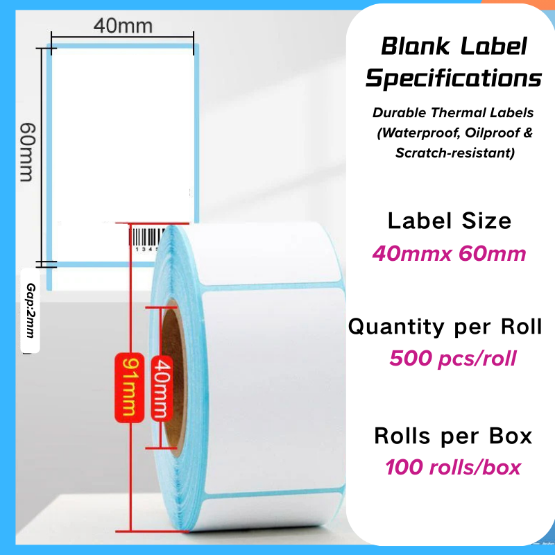 Durable Thermal Label Paper Rolls for Shipping 40mm*60mm
