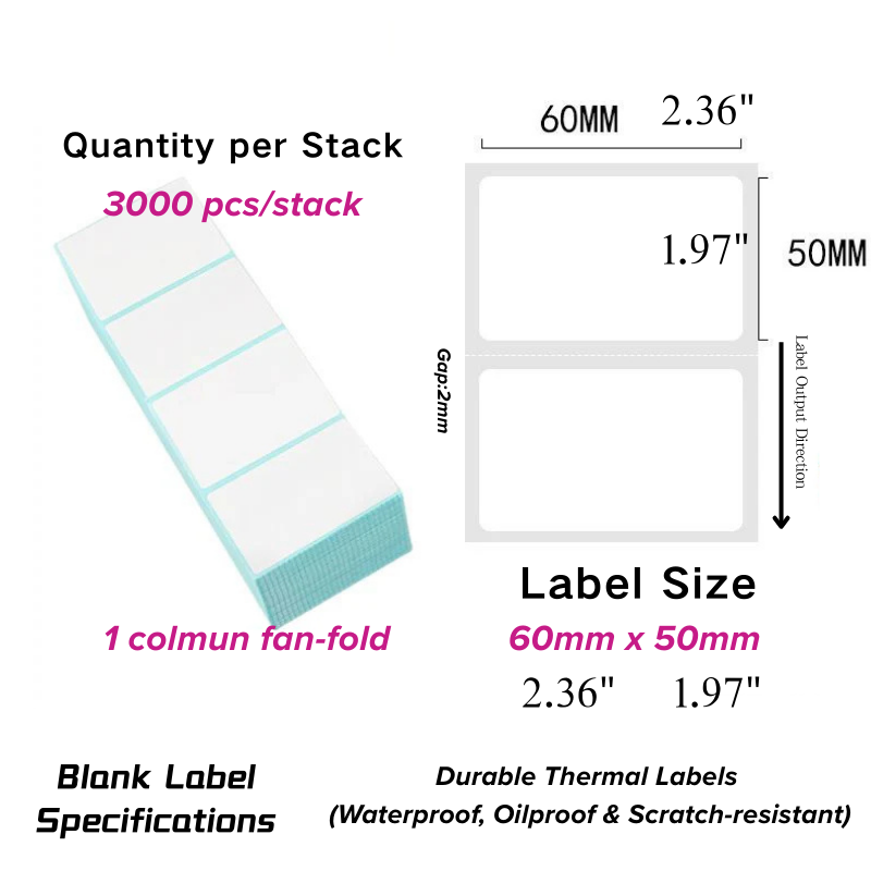 High-Speed Folded Thermal Label Stack60_50_3000_1col