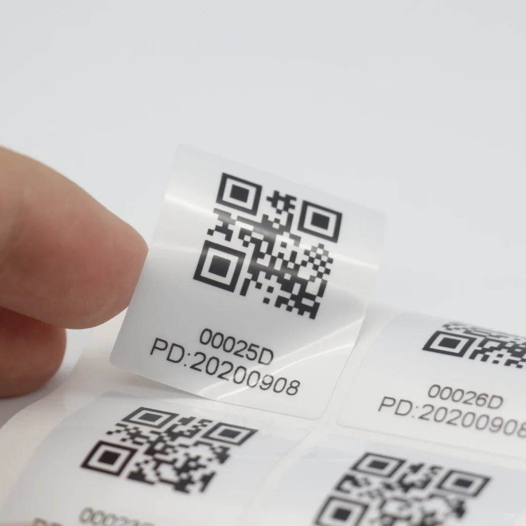 Custom QR stickers with brand logo for product packaging