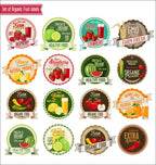 set of organic Fruit Labels