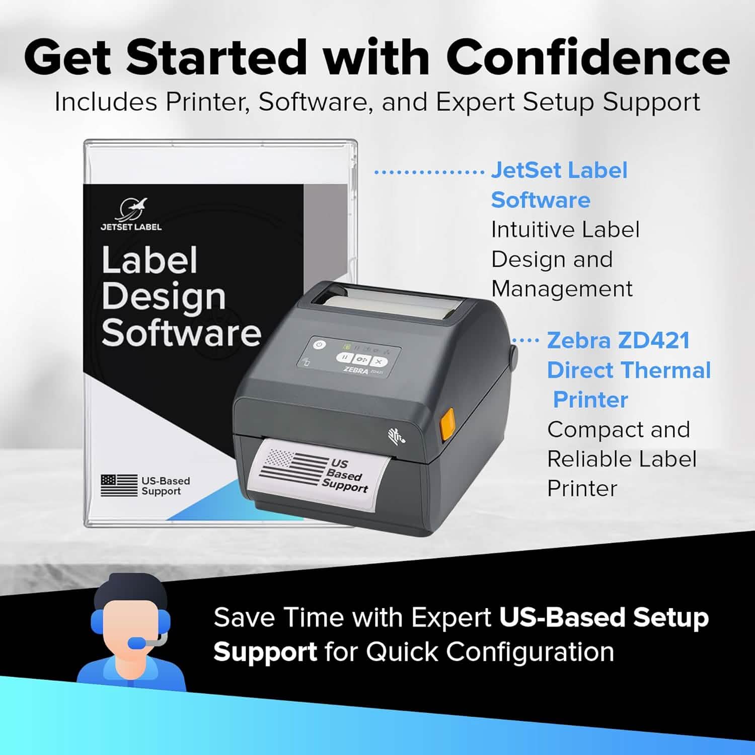 Compact Zebra ZD421 Direct Thermal Printer