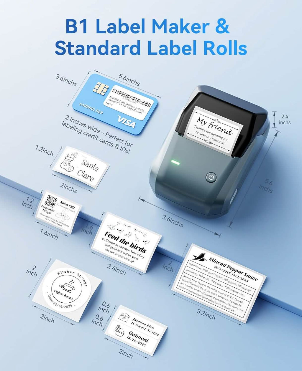 labels printed by NIIMBOT B1