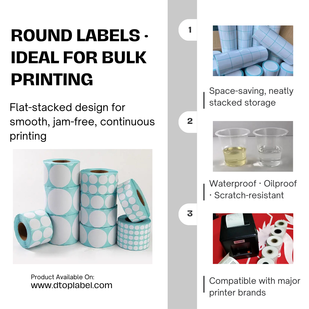 Round Thermal Labels for Product Packaging