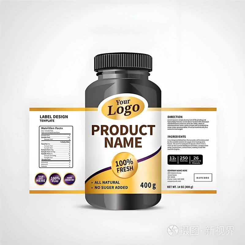 Durable Health Product Label for cups and packaging