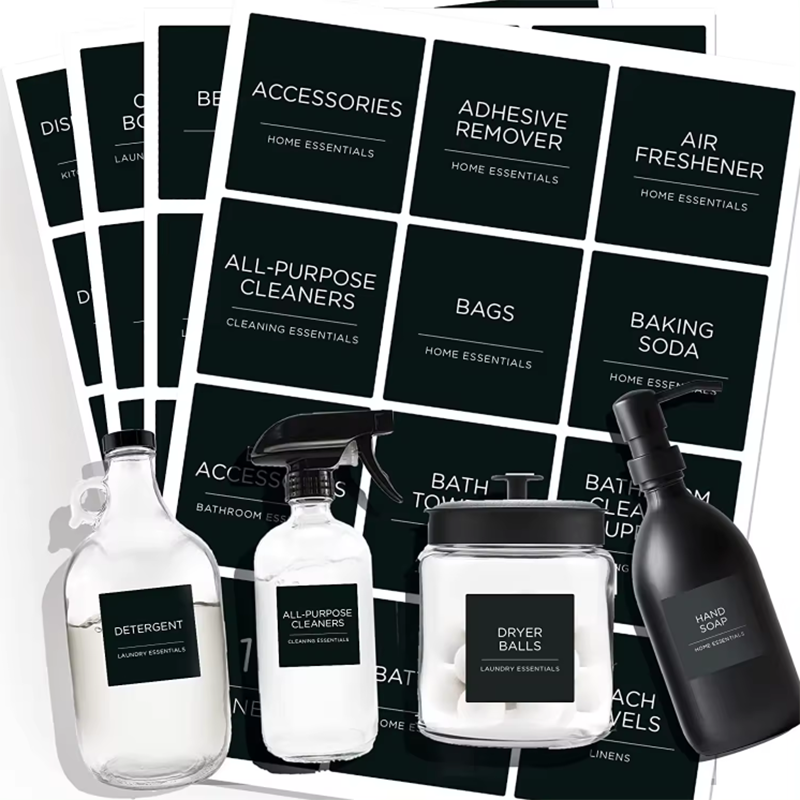 Durable clean label for sanitizers, alcohol spray, and detergents