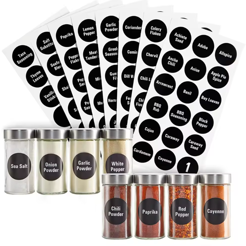 Customizable Waterproof Condiment Labels for storage jars