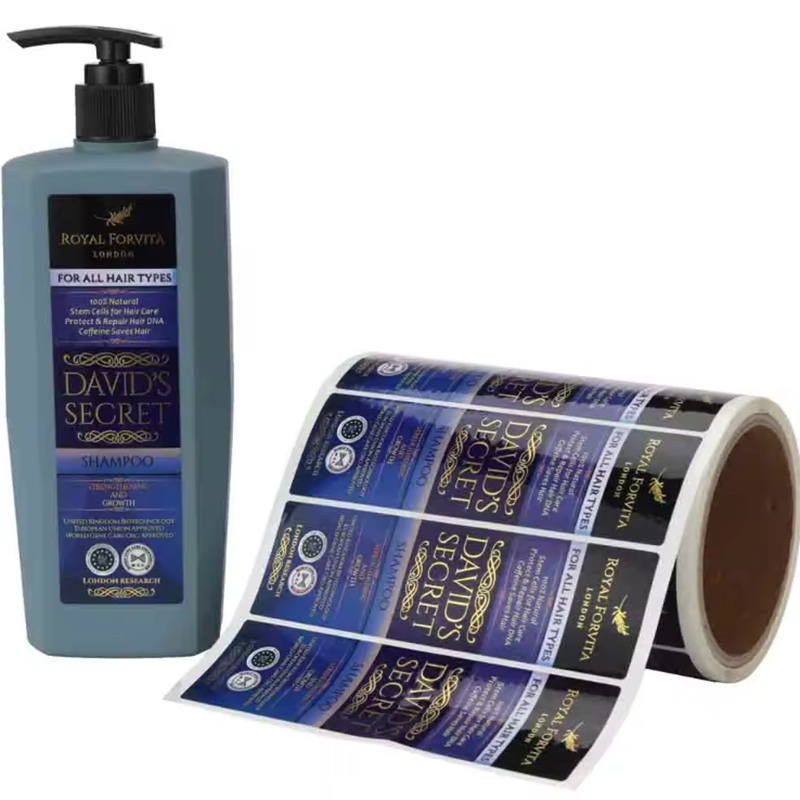 Customizable Durable Toiletries Product Labels on conditioner bottle